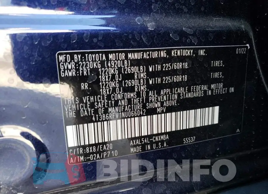 4T3B6RFV1NU066042 Photo# 13
