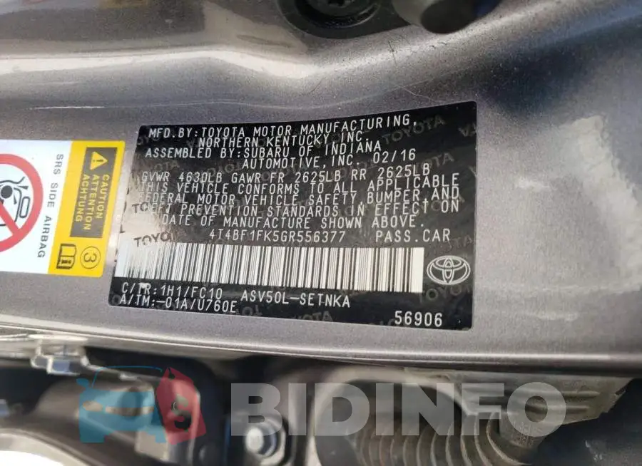 4T4BF1FK5GR556377 Photo# 13