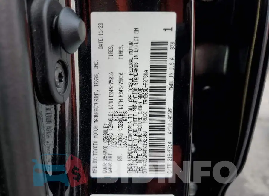 5TFAX5GN4MX192308 Photo# 12