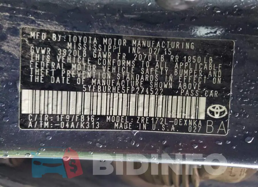 5YFBURHE5FP274522 Photo# 12
