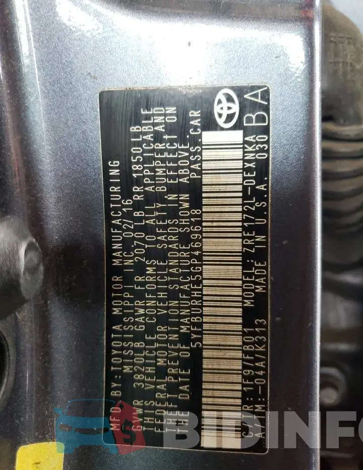 5YFBURHE5GP469618 Photo# 12