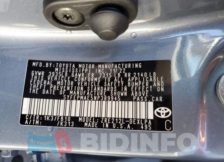 5YFEPMAE5NP389945 Photo# 12