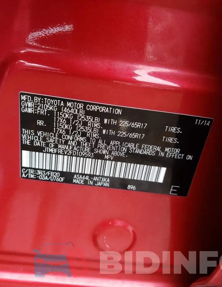 JTMBFREV2FD109593 Photo# 13