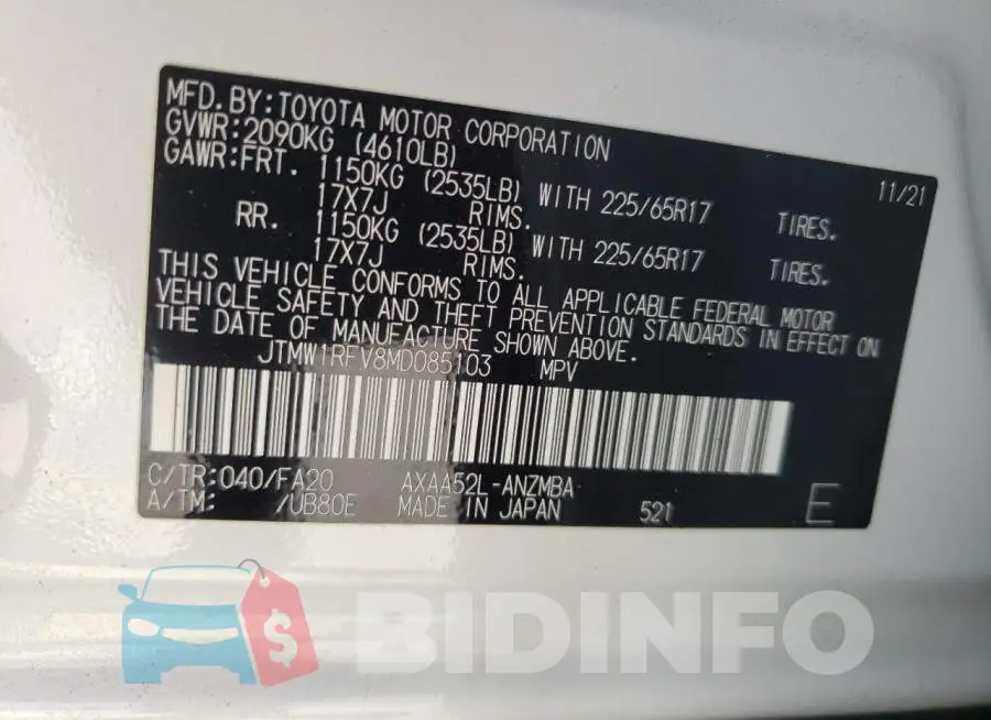 JTMW1RFV8MD085103 Photo# 14