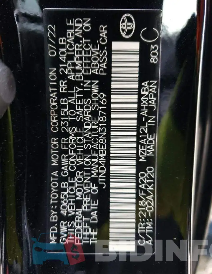 JTND4MBE8N3187169 Photo# 12
