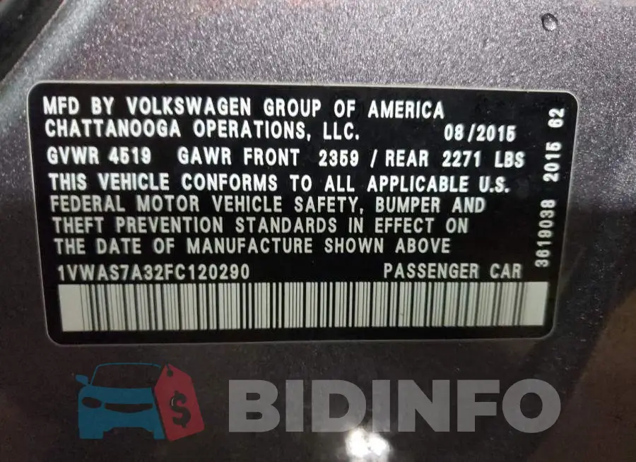 1VWAS7A32FC120290 Photo# 12