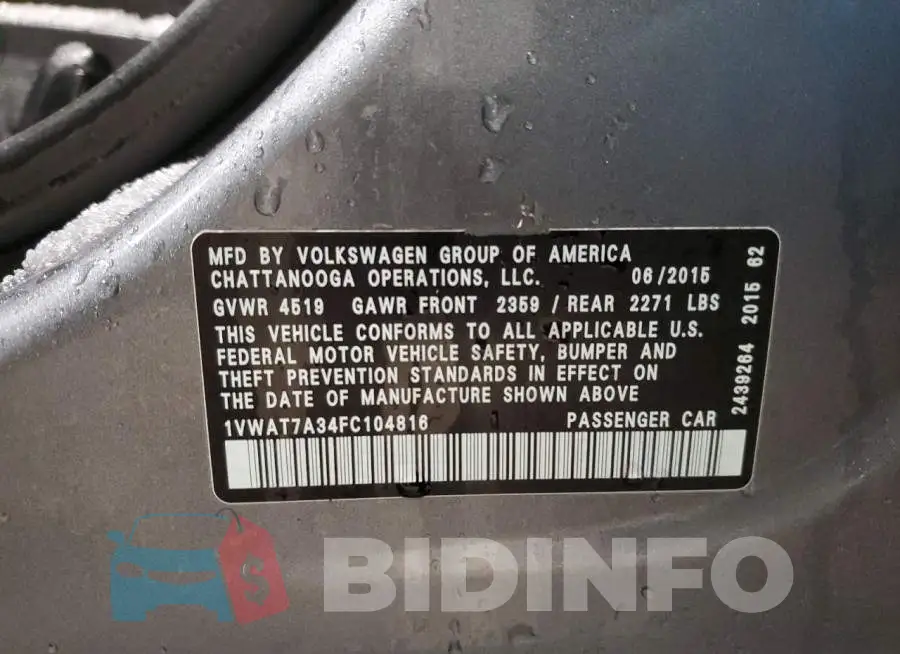 1VWAT7A34FC104816 Photo# 12