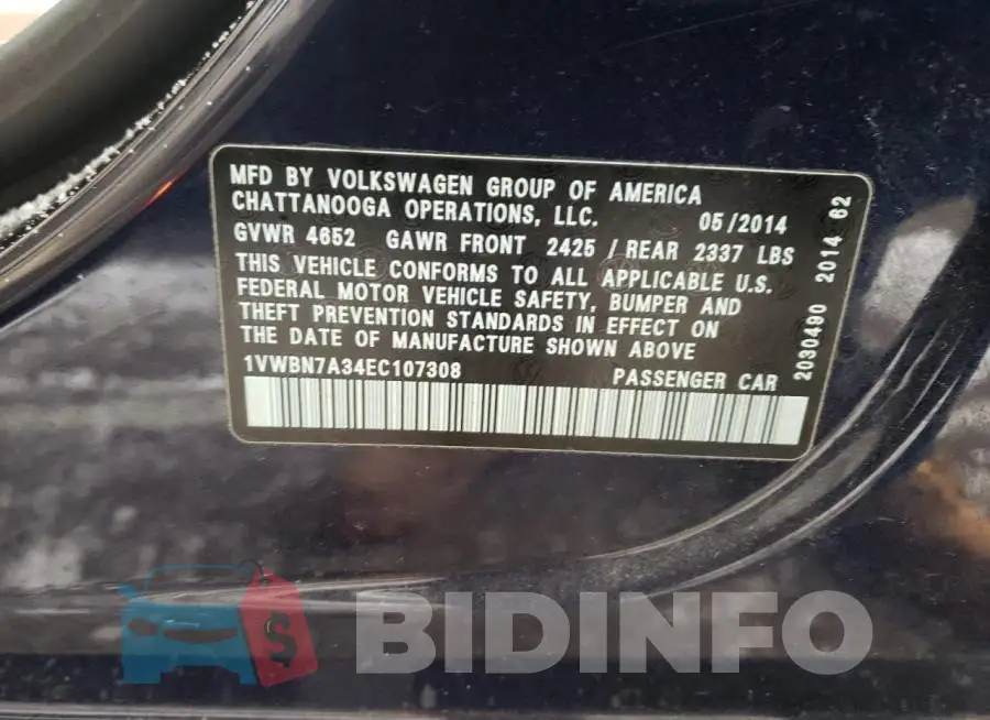 1VWBN7A34EC107308 Photo# 12