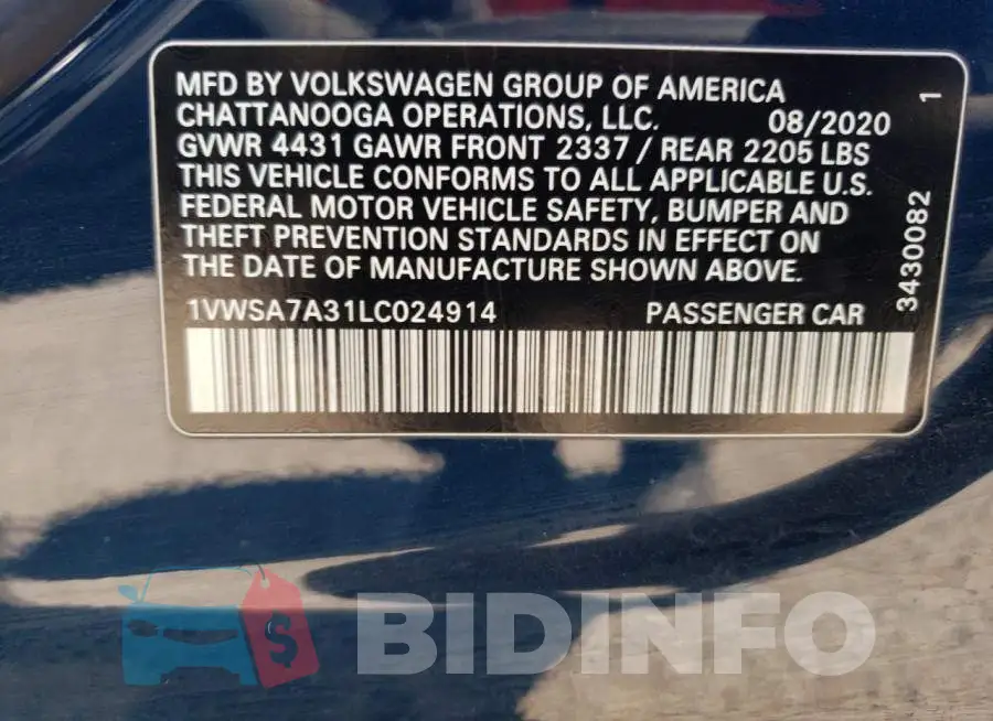 1VWSA7A31LC024914 Photo# 12