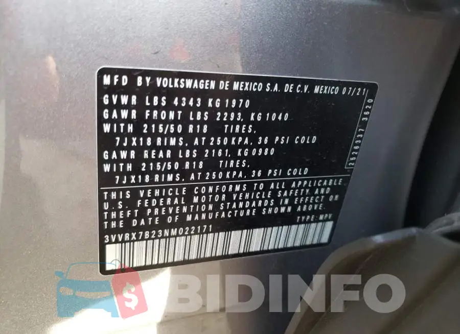 3VVRX7B23NM022171 Photo# 13