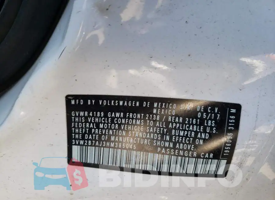 3VW2B7AJ3HM385045 Photo# 12