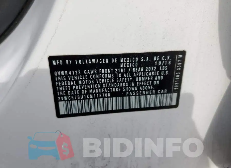 3VWC57BU1KM118708 Photo# 12
