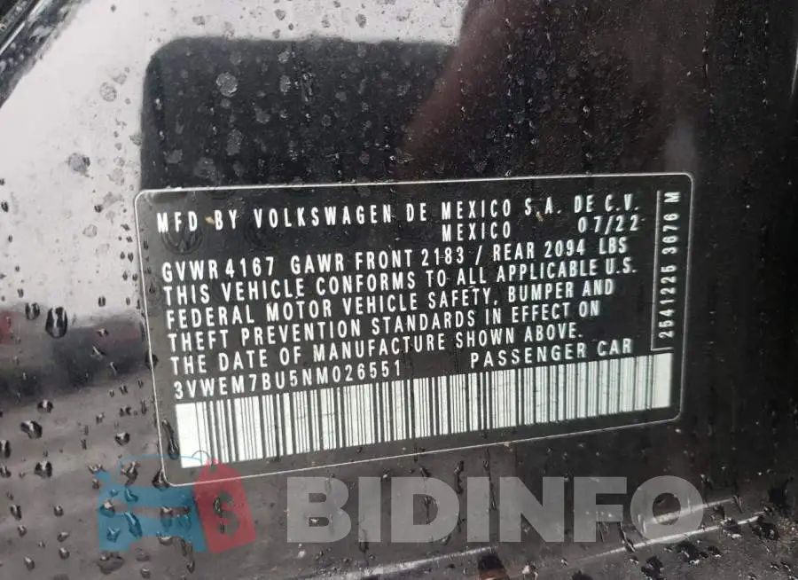 3VWEM7BU5NM026551 Photo# 13