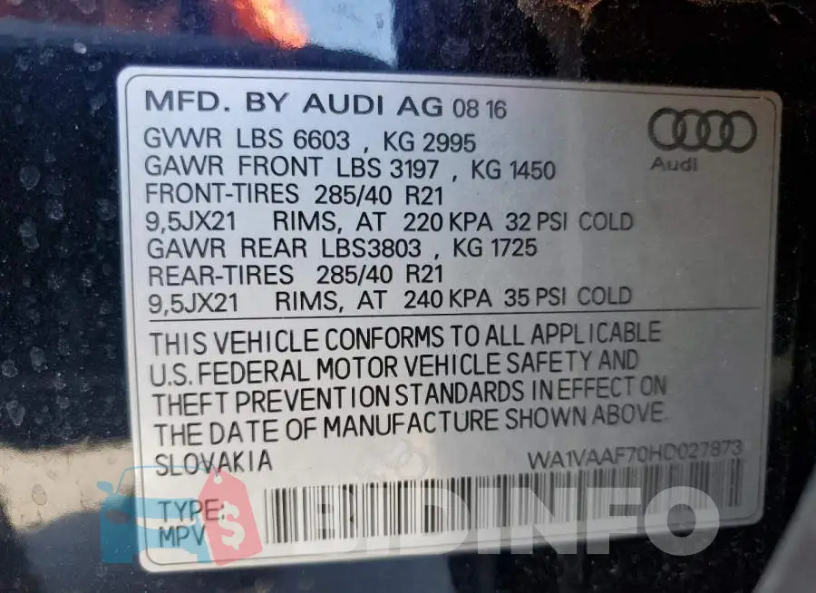 WA1VAAF70HD027873 Photo# 13