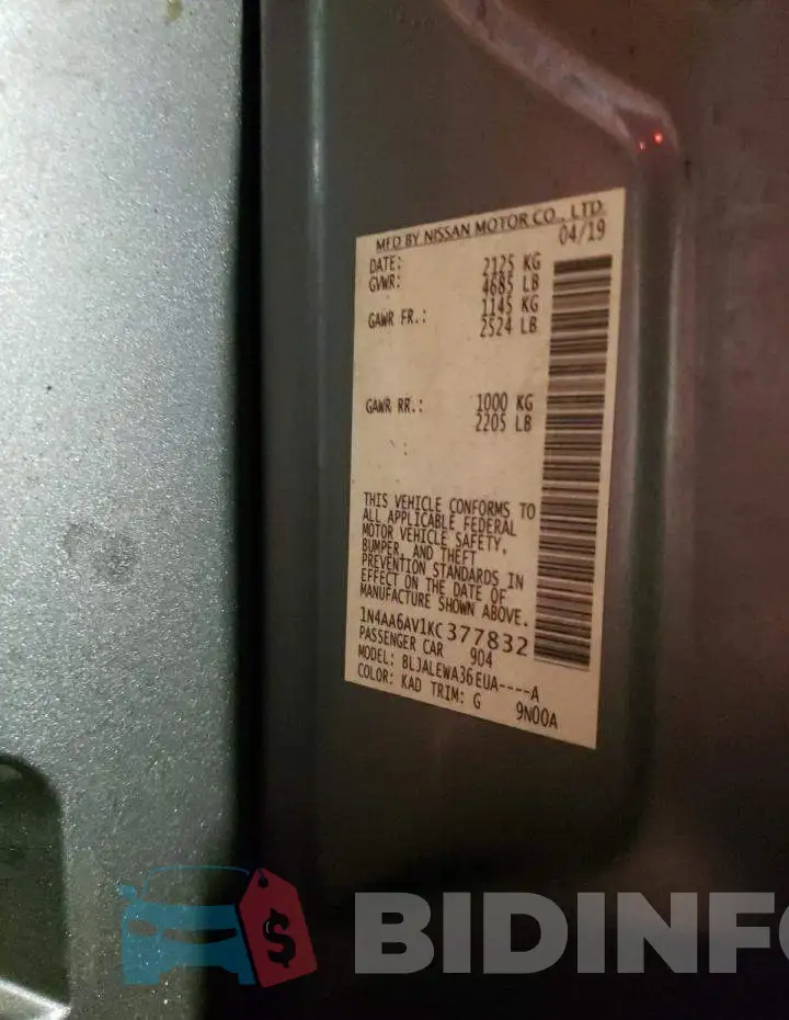 1N4AA6AV1KC377832 Photo# 13
