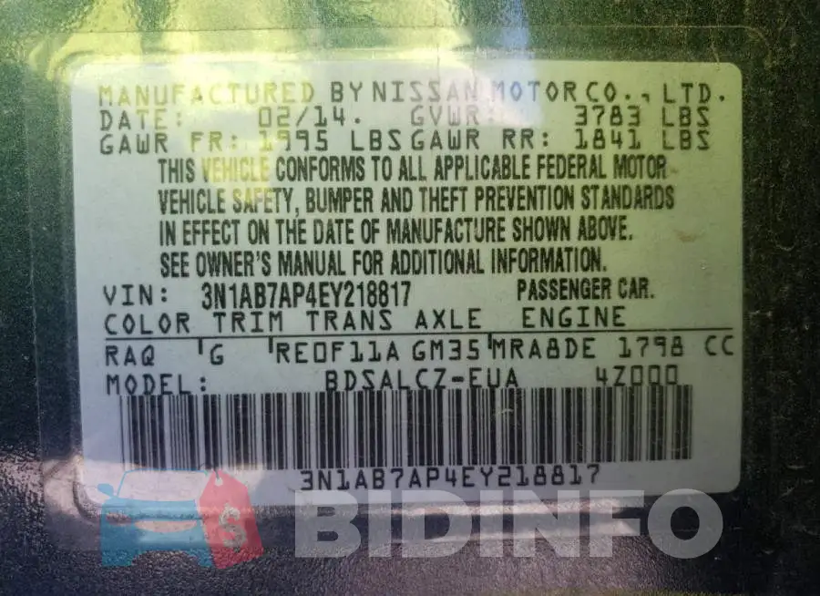 3N1AB7AP4EY218817 Photo# 12