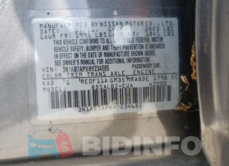 3N1AB7APXHY234685 Photo# 12