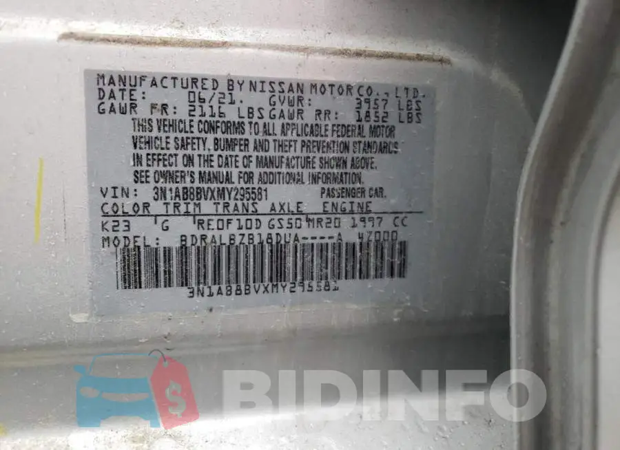 3N1AB8BVXMY295581 Photo# 12