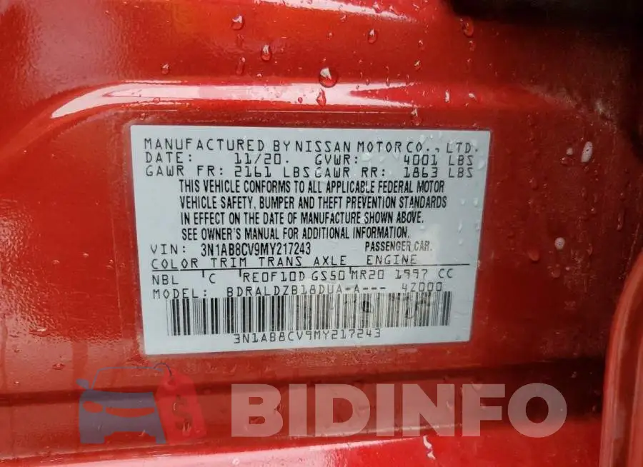 3N1AB8CV9MY217243 Photo# 12