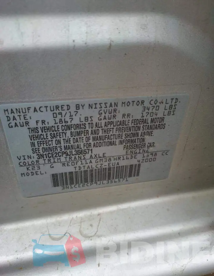 3N1CE2CP9JL356571 Photo# 13