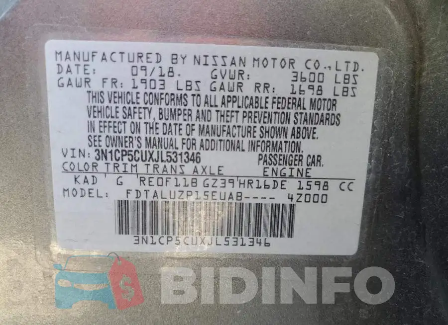 3N1CP5CUXJL531346 Photo# 12