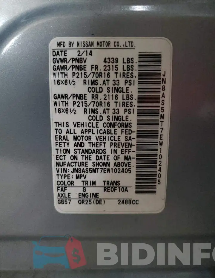 JN8AS5MT7EW102405 Photo# 13