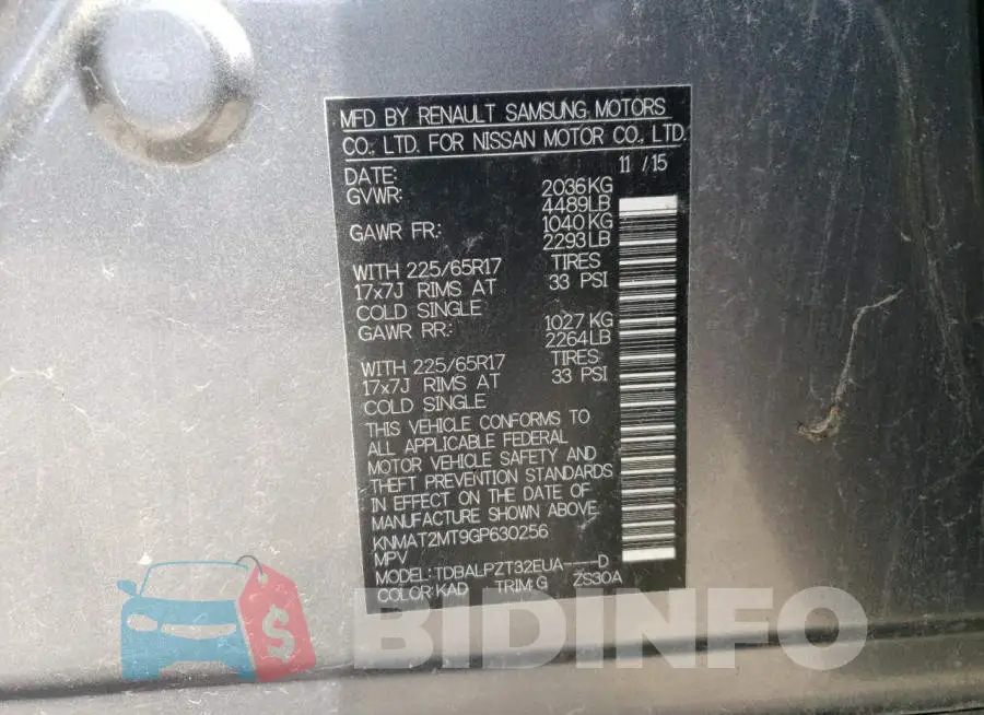 KNMAT2MT9GP630256 Photo# 14