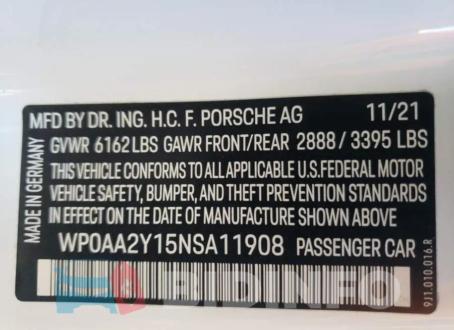 WP0AA2Y15NSA11908 Photo# 13