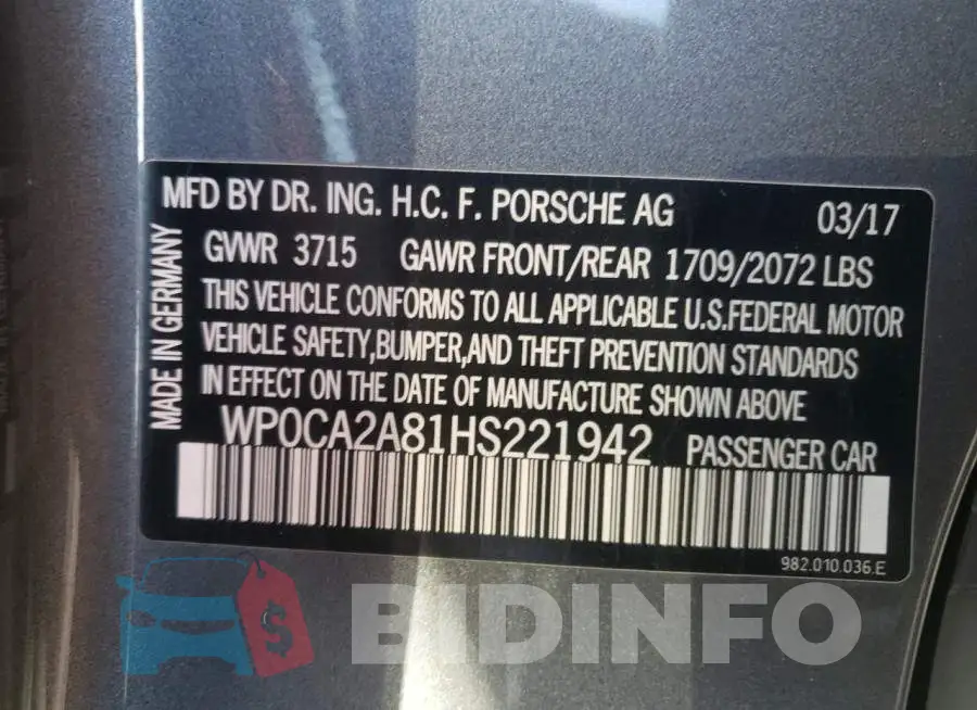 WP0CA2A81HS221942 Photo# 12