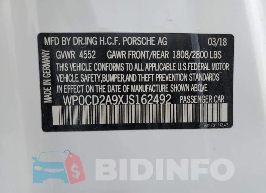 WP0CD2A9XJS162492 Photo# 12