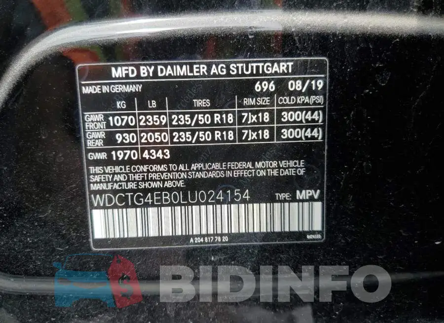 WDCTG4EB0LU024154 Photo# 13