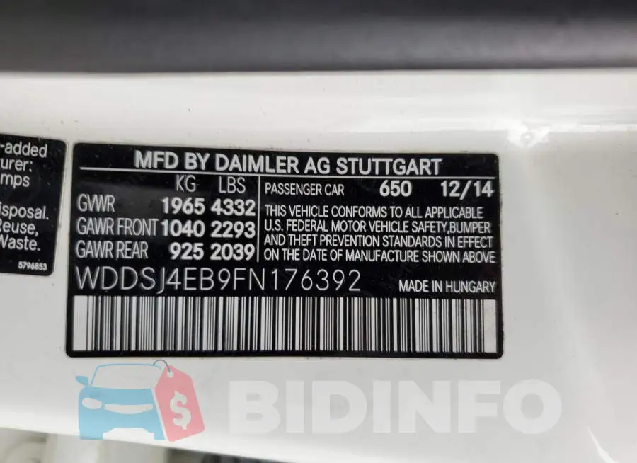 WDDSJ4EB9FN176392 Photo# 12