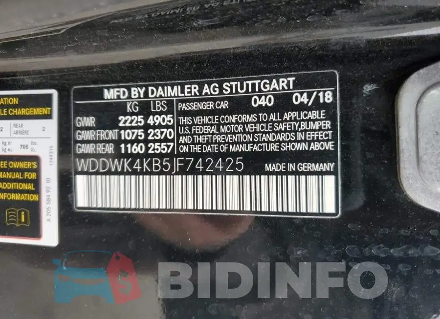 WDDWK4KB5JF742425 Photo# 13