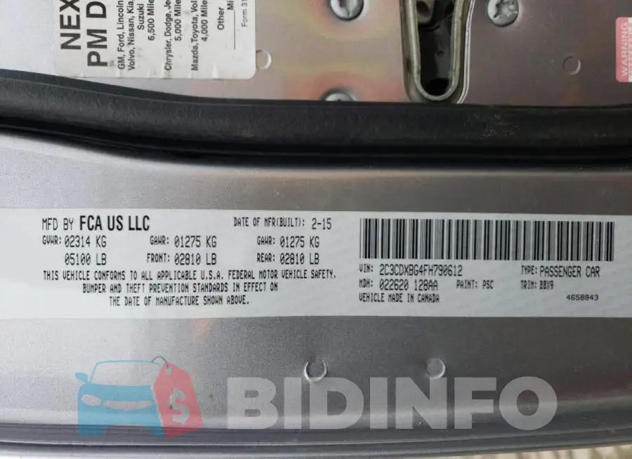 2C3CDXBG4FH790612 Photo# 12