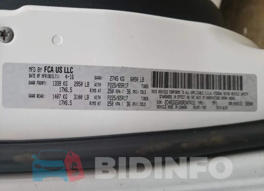 2C4RDGEGXGR347412 Photo# 13