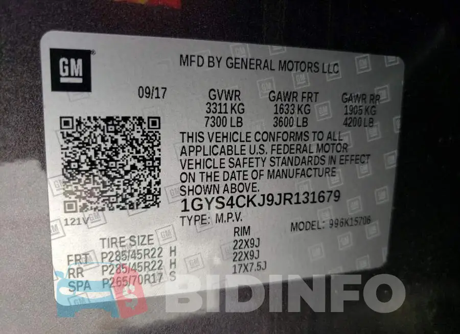 1GYS4CKJ9JR131679 Photo# 14
