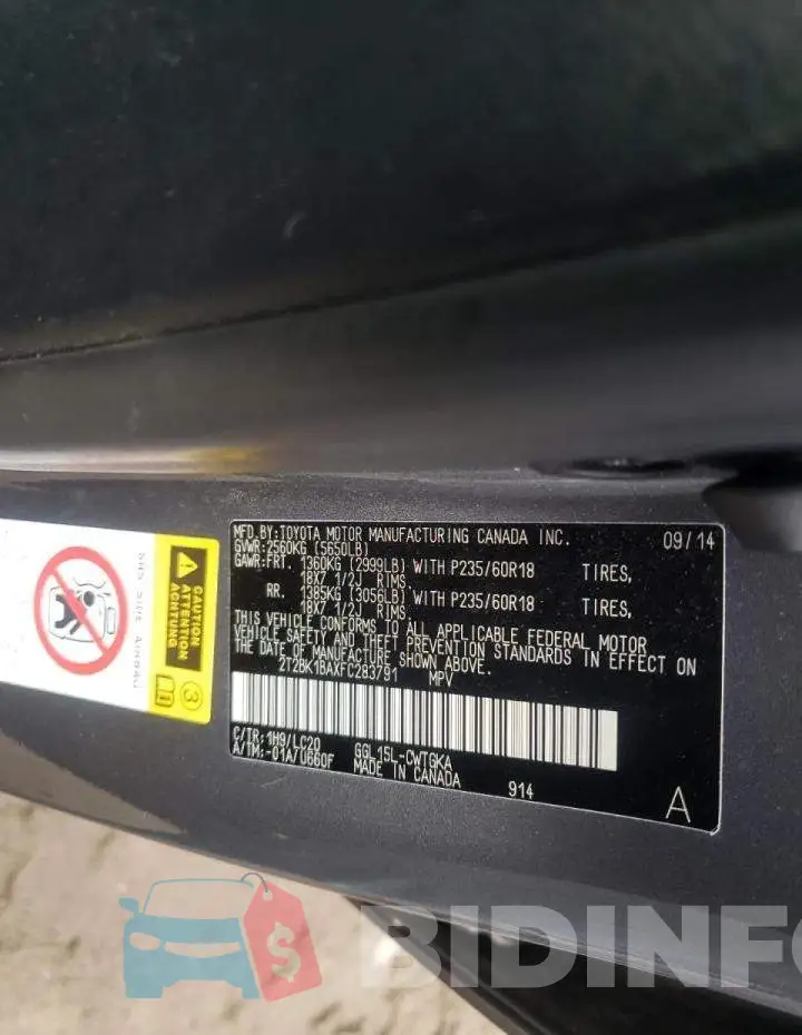 2T2BK1BAXFC283791 Photo# 12