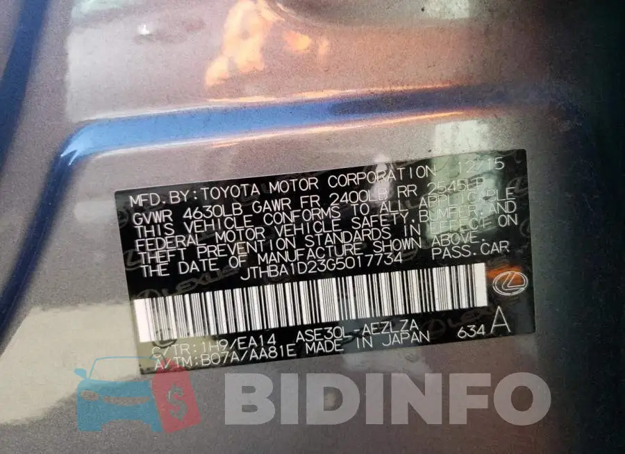 JTHBA1D23G5017734 Photo# 12