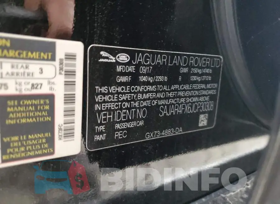 SAJAR4FX6JCP30308 Photo# 12