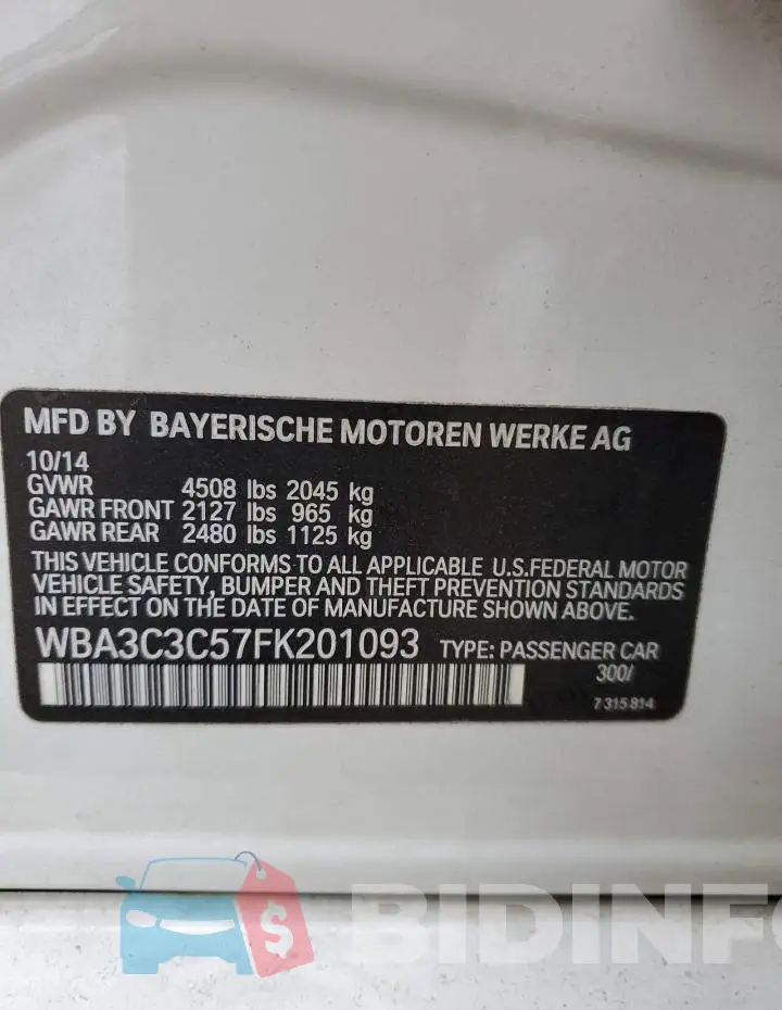 WBA3C3C57FK201093 Photo# 13