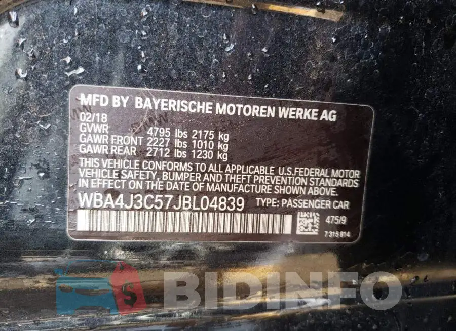 WBA4J3C57JBL04839 Photo# 12