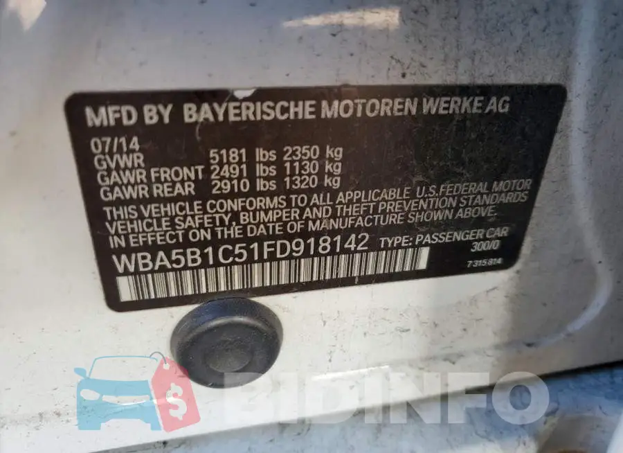 WBA5B1C51FD918142 Photo# 13