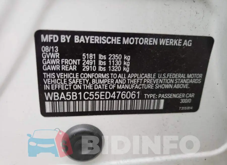 WBA5B1C55ED476061 Photo# 12