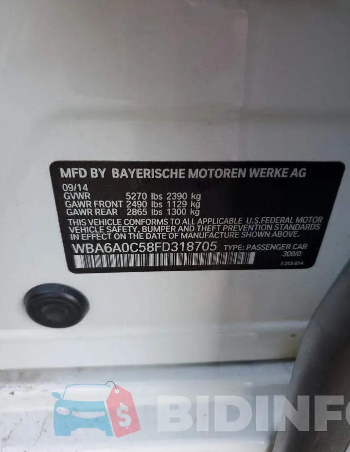 WBA6A0C58FD318705 Photo# 13