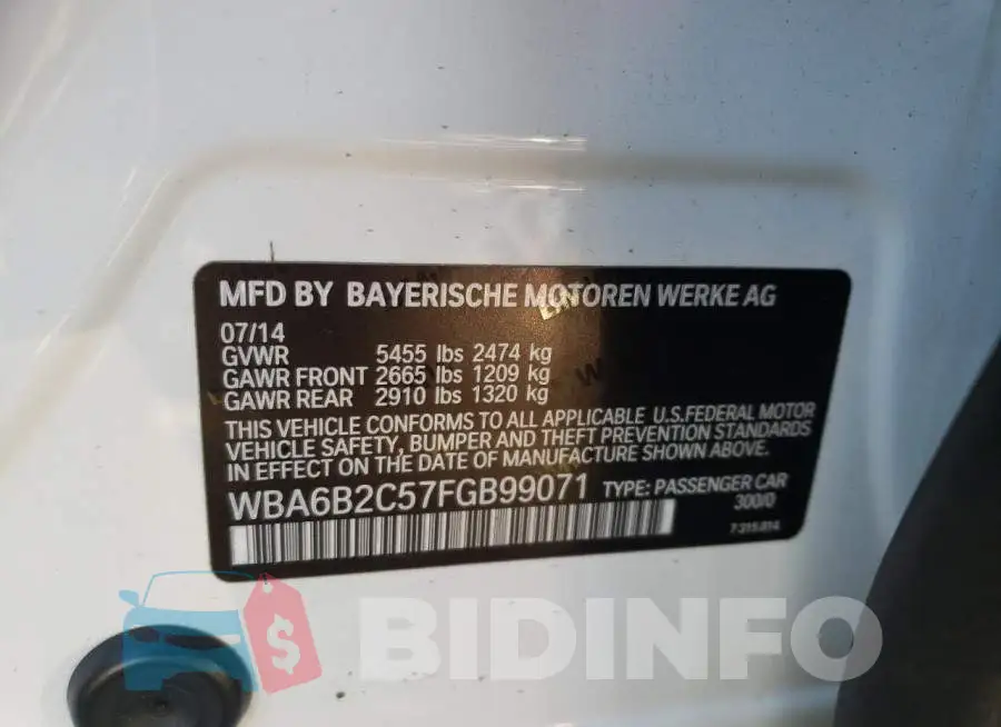 WBA6B2C57FGB99071 Photo# 12
