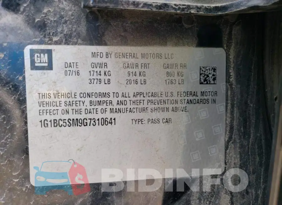 1G1BC5SM9G7310641 Photo# 12