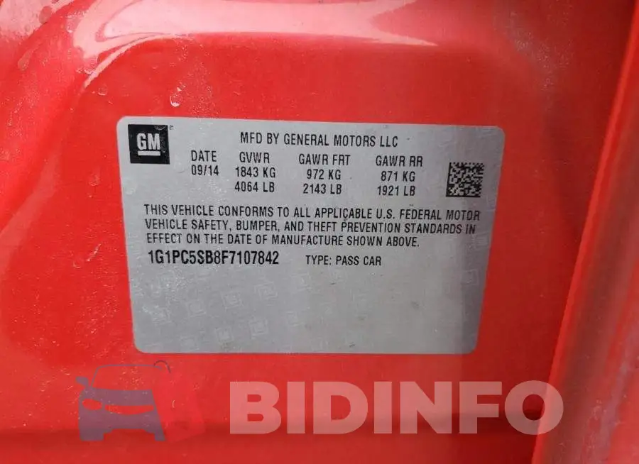 1G1PC5SB8F7107842 Photo# 13