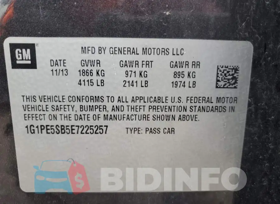 1G1PE5SB5E7225257 Photo# 13