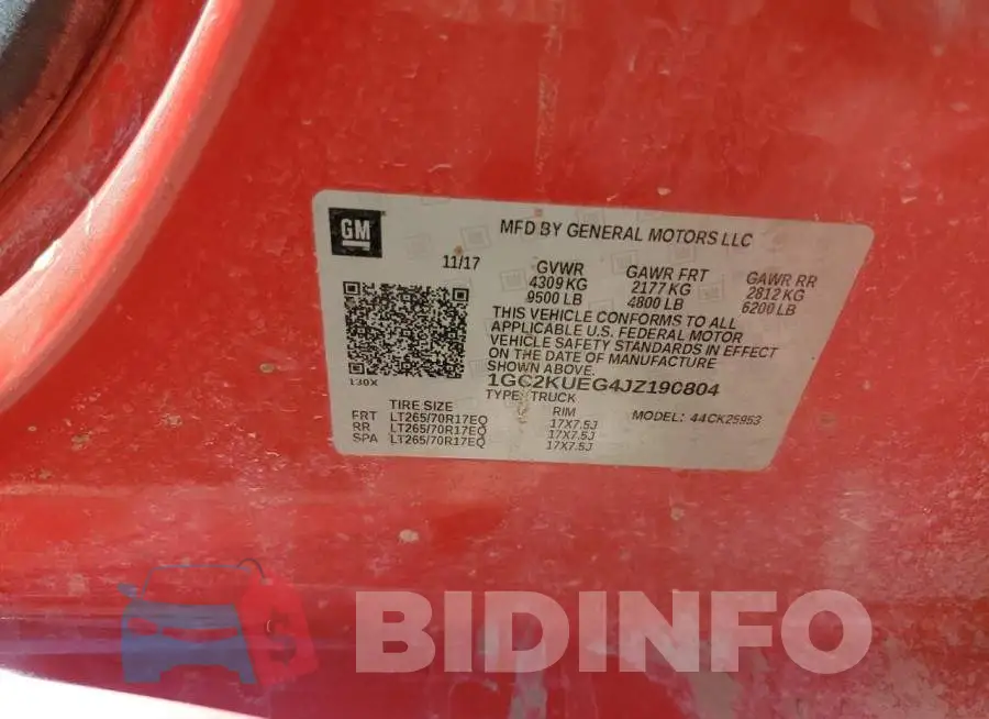 1GC2KUEG4JZ190804 Photo# 10