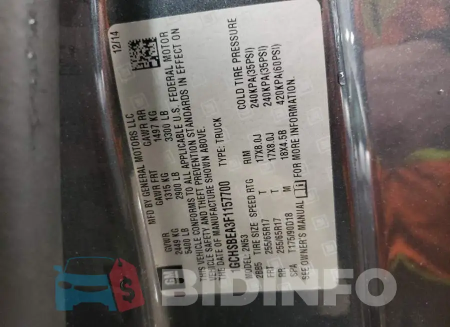 1GCHSBEA3F1157700 Photo# 12